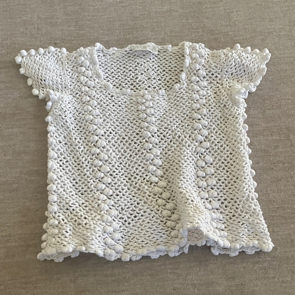 White Crochet Knit Top